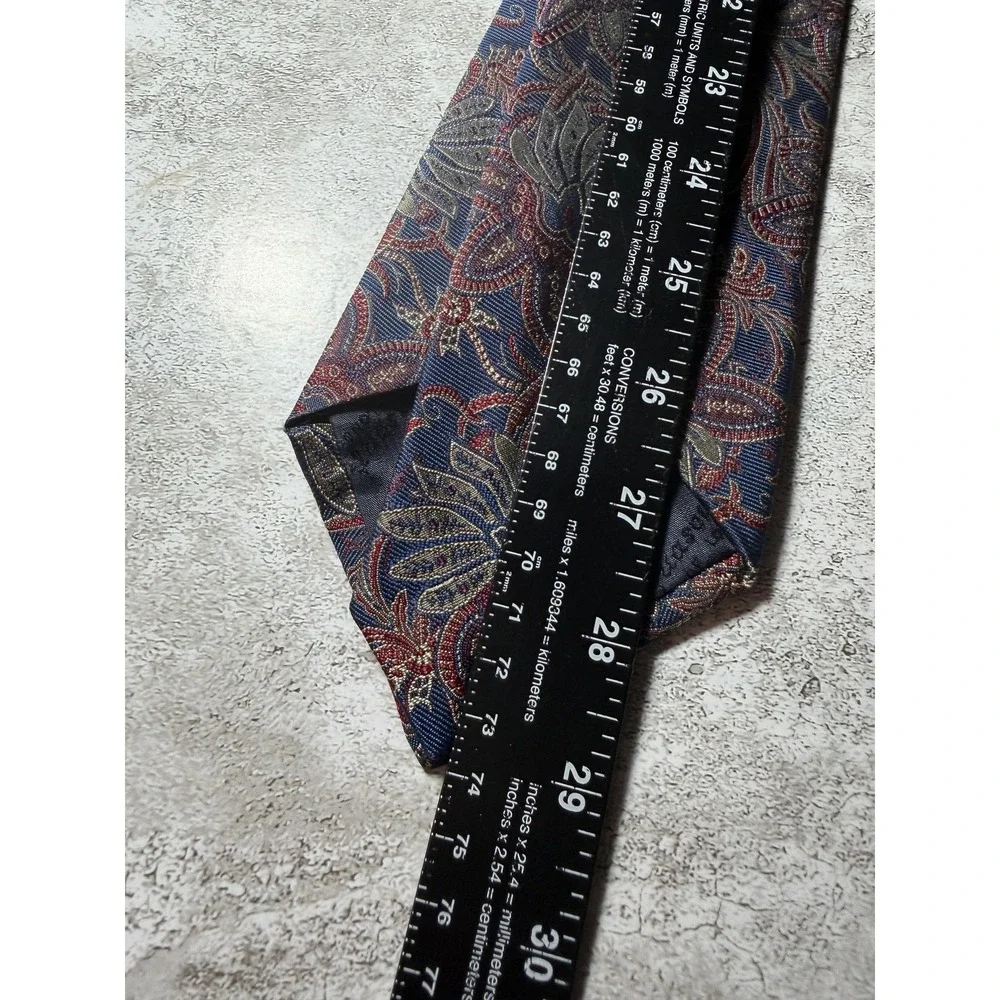 Aquascutum Tie Mens One Size Blue Paisley Jacquard 100% Silk Pointed Necktie